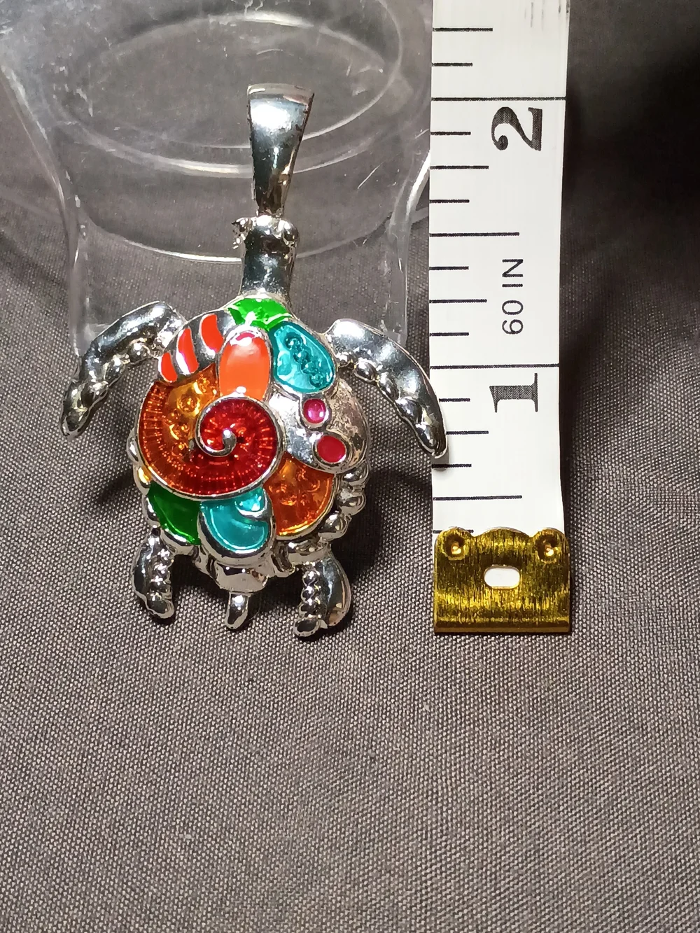 Colorful Turtle Pendant Necklace - Multicolor Enamel Sea Turtle Charm